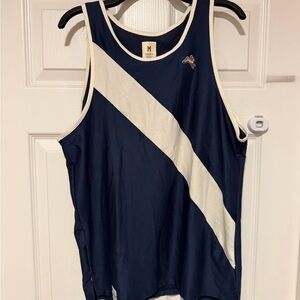 Tracksmith Van Cortlandt Singlet Men's Navy & Ivory Singlet RunningTop - Med